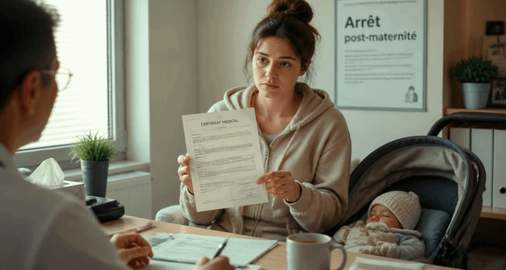 arret maladie apres conges maternite jeune mere