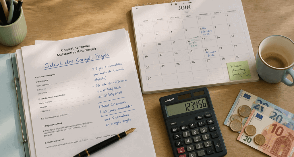 calcul congés payés assistante maternelle contrat calendrier