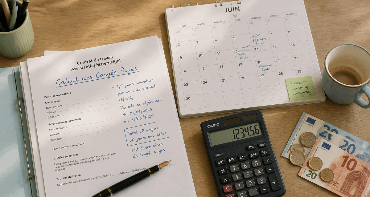 calcul congés payés assistante maternelle contrat calendrier