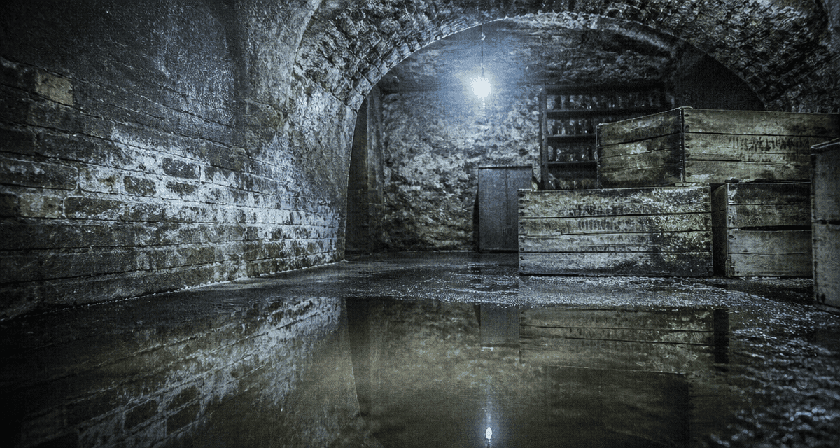 cave humide danger flaques eau murs salpêtre