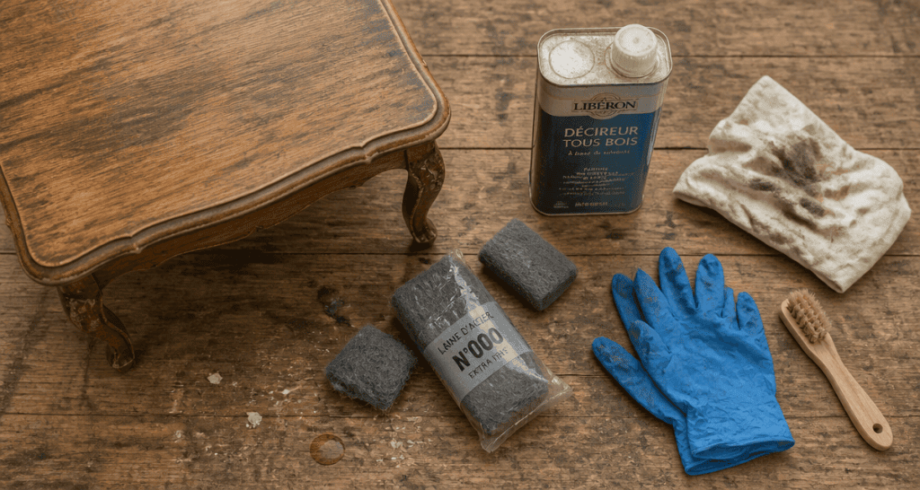 comment enlever la cire sur un meuble, outils sur bois ancien