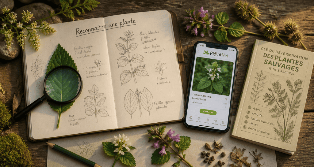 comment reconnaitre une plante carnet loupe smartphone