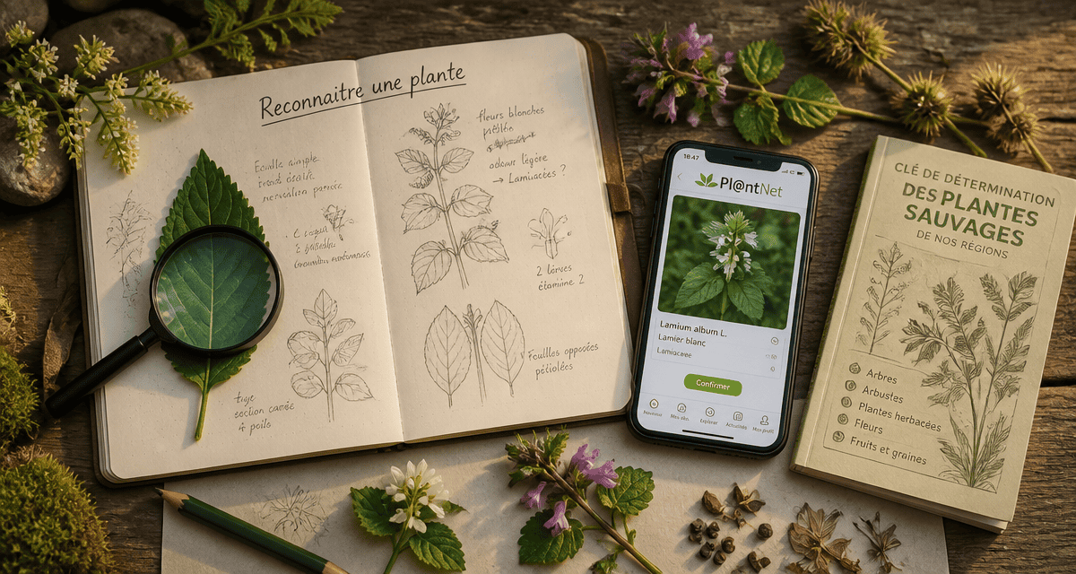 comment reconnaitre une plante carnet loupe smartphone