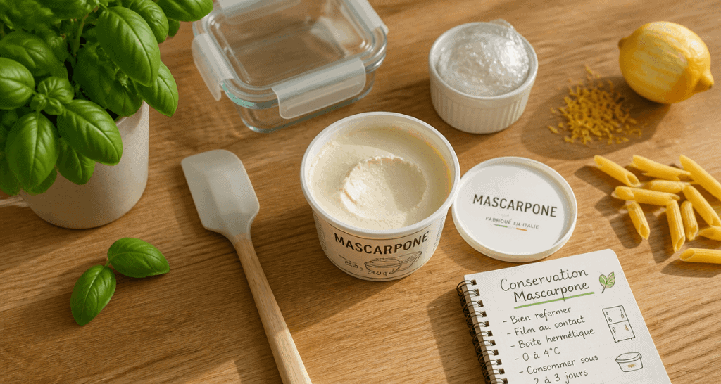 Conservation mascarpone ouvert en cuisine