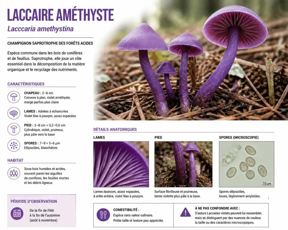 Laccaria amethystina laccaire améthyste identification champignon