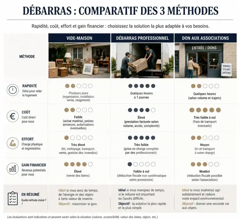 Infographie comparative des solutions de vide maison 63