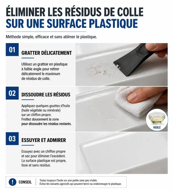 Technique pour enlever de la colle sur du plastique sans rayer