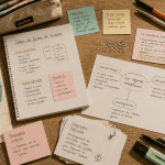 Idée de fiche de révision sur un bureau étudiant