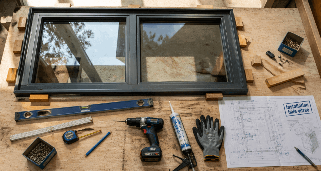 installation baie vitree outils et plan technique
