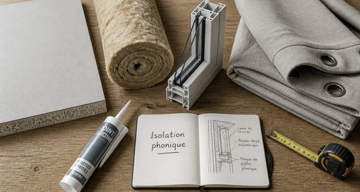 isoler phoniquement une pièce matériaux sur table