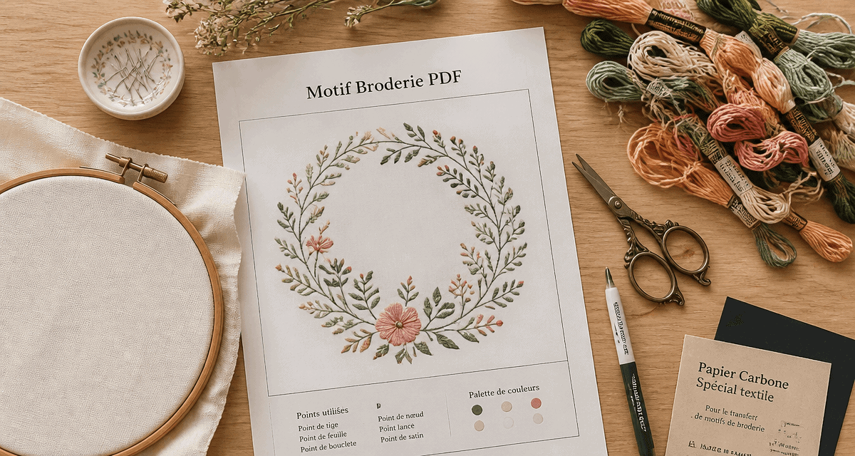 motif broderie main gratuit pdf sur table atelier