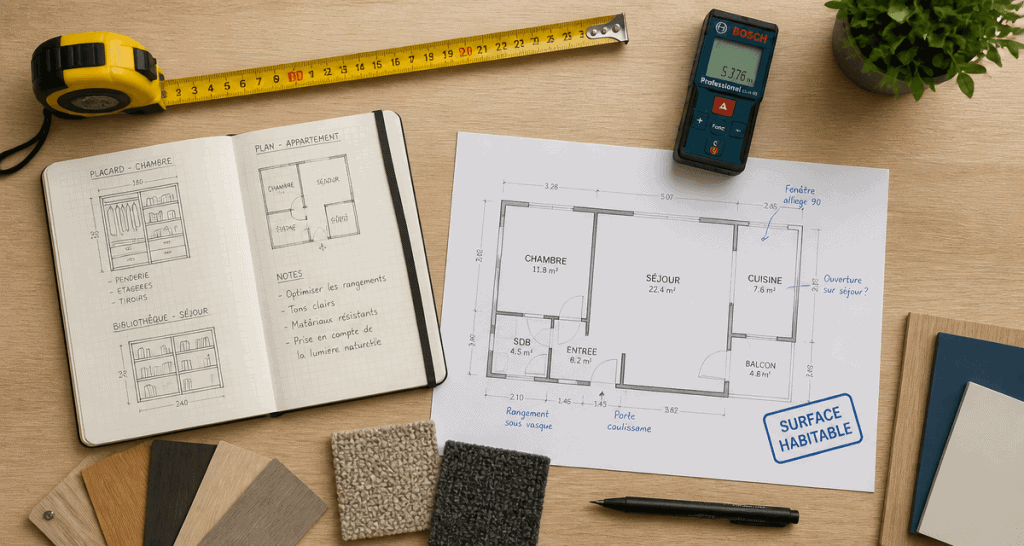 Placard surface habitable calcul plan