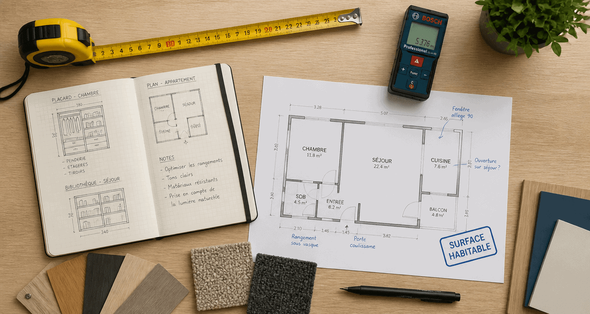 Placard surface habitable calcul plan