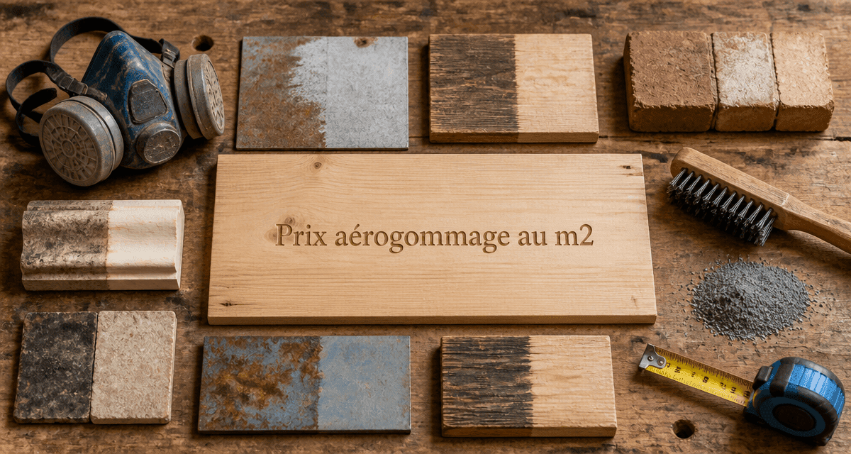 prix aerogommage au m2 établi bois métal brique