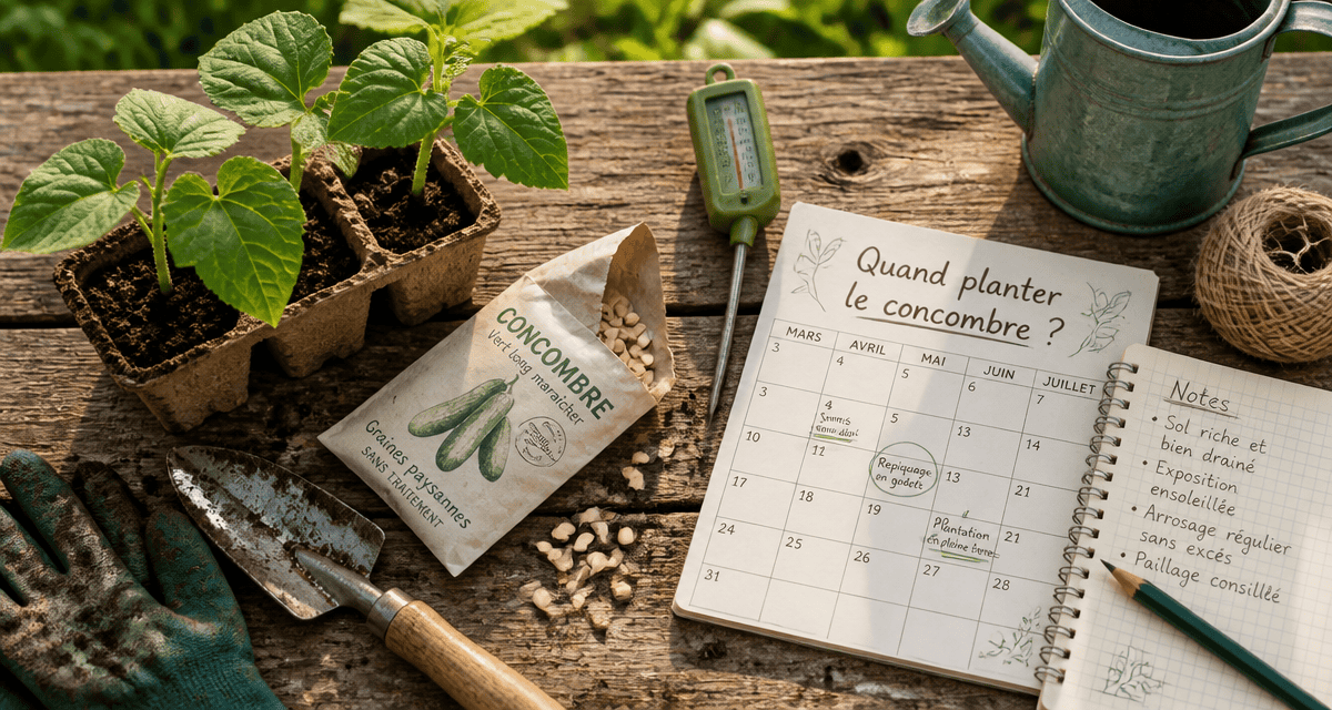quand planter concombre outils et jeunes plants