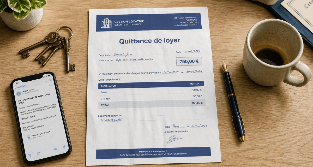 quittance de loyer pdf gratuit sur bureau