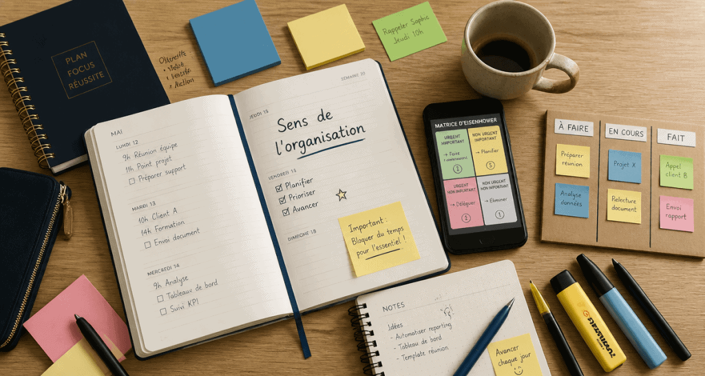 Bureau organisé avec outils pour sens de l organisation
