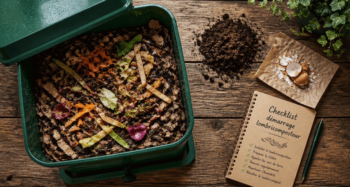 Vers de terre compost sur litière et déchets