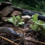 A quoi servent les limaces, limace sur paillage humide en potager humide après pluie