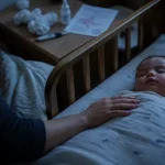 Bébé fait des bruits de gorge : parent près du berceau, chambre calme