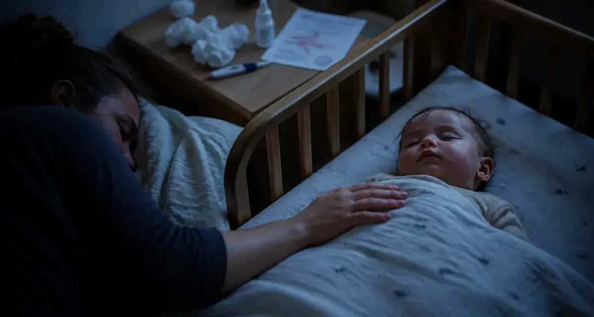 Bébé fait des bruits de gorge : parent près du berceau, chambre calme