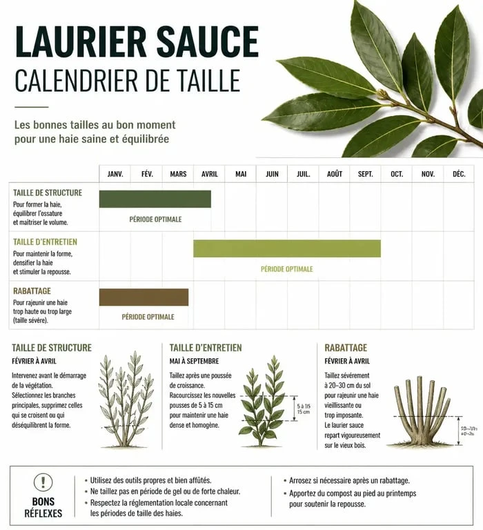 Calendrier de taille du laurier sauce : périodes optimales pour l'entretien et la structure