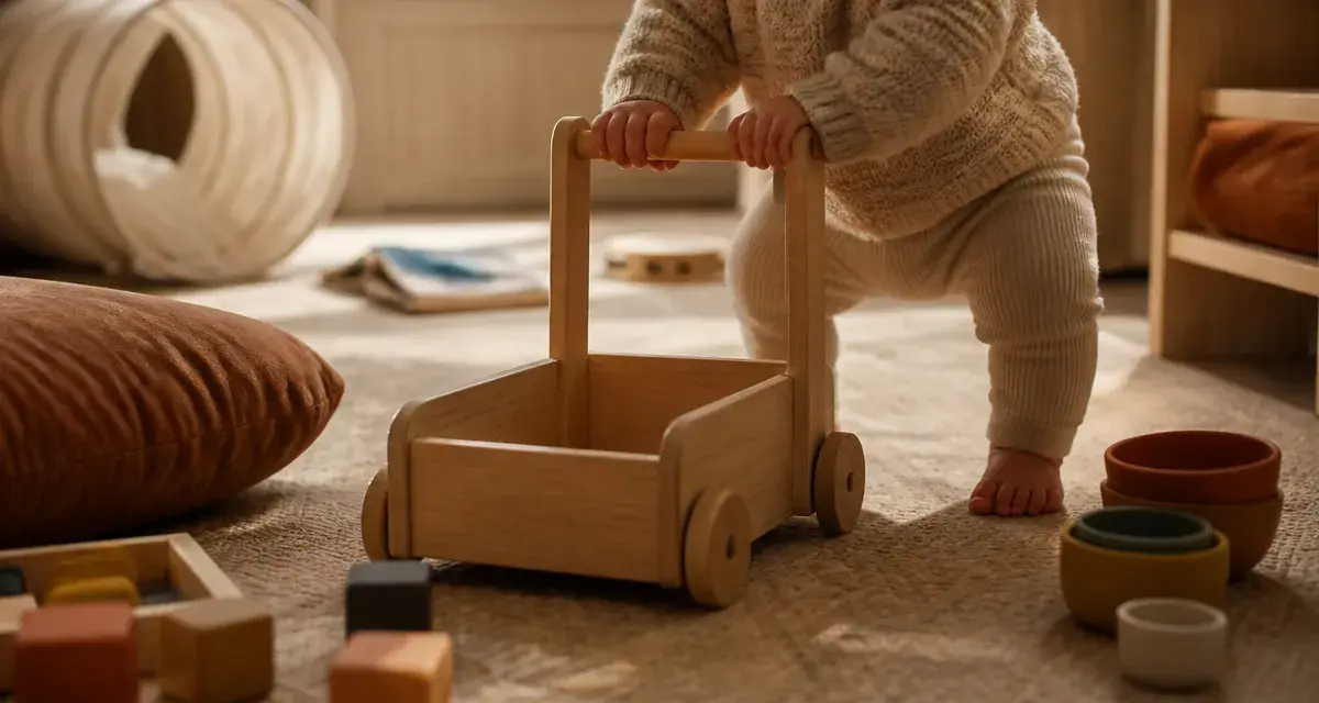 Jeux bébé 1 an : enfant de 12 mois joue près du sol