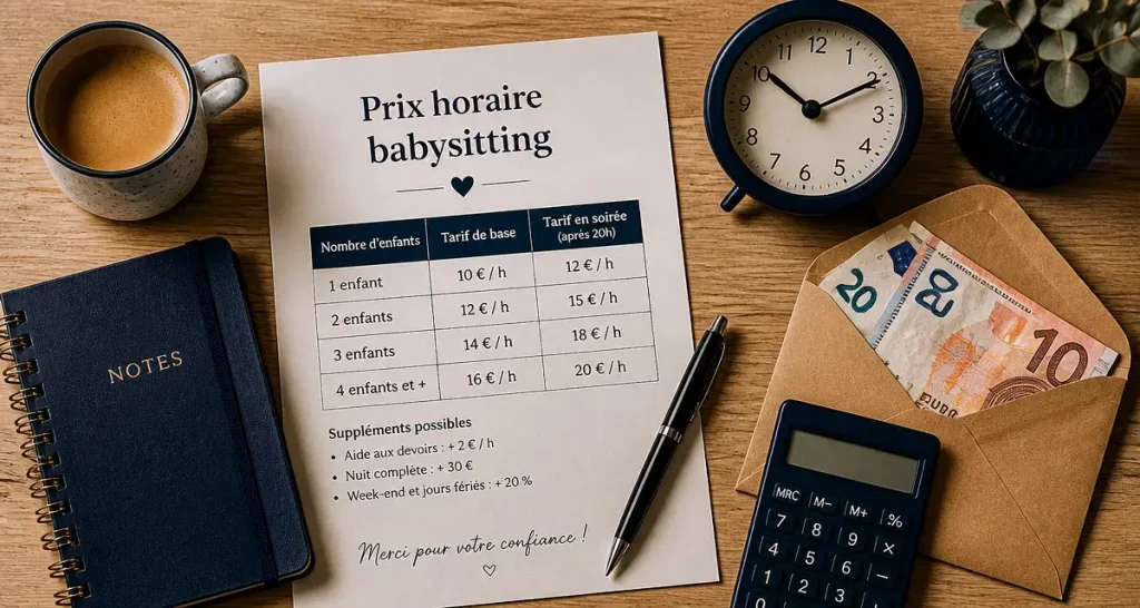 Prix horaire babysitting : tableau de tarifs et calcul