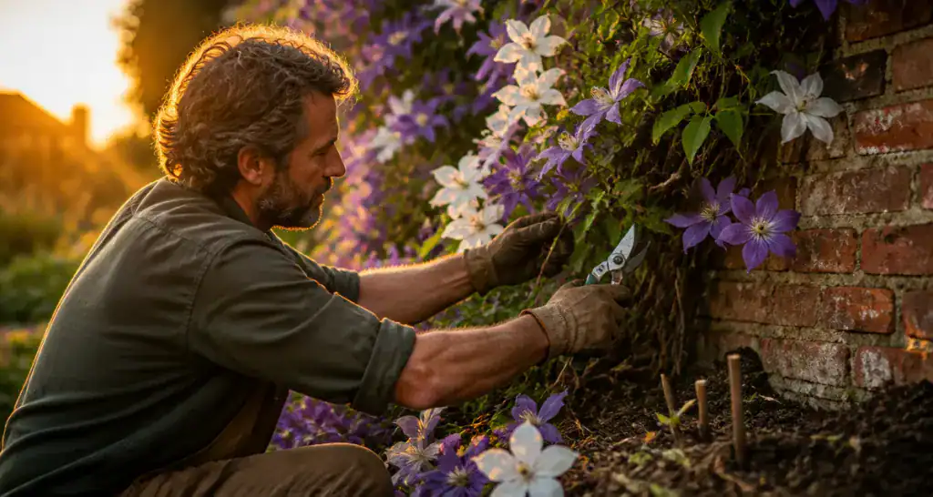 quand tailler la clématite sur vieux mur en fleurs