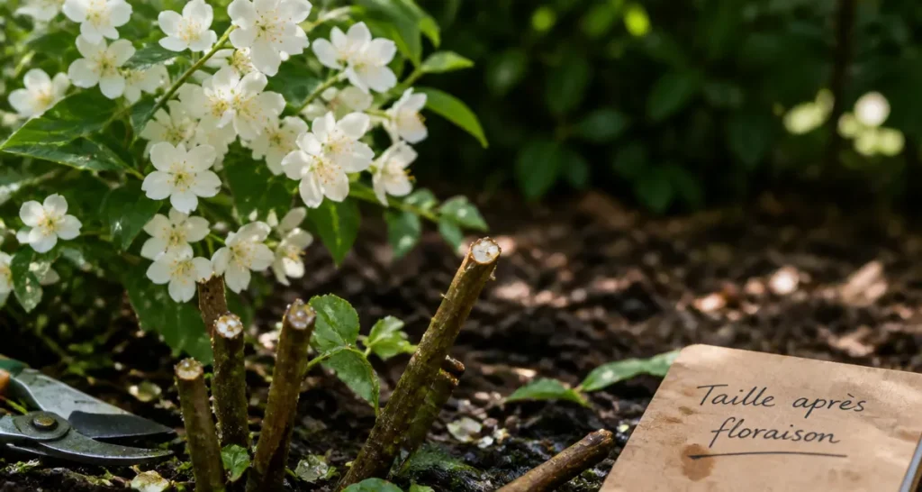 Quand tailler le seringat : taille après floraison, fleurs blanches au jardin