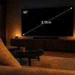 Quelle distance entre tv et canapé : salon et TV à l’écran pour repère visuel