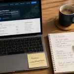 Télétravail pour arrondir ses fins de mois, bureau avec ordinateur et carnet