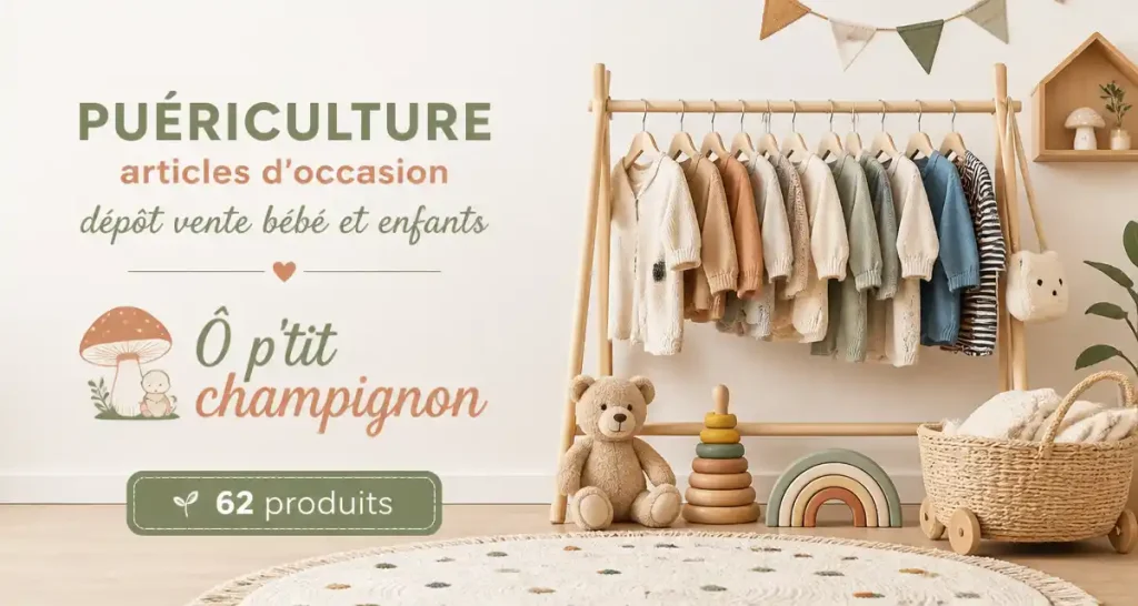 PUÉRICULTURE articles d&rsquo;occasion dépôt vente bébé et enfants Ô p&rsquo;tit champignon