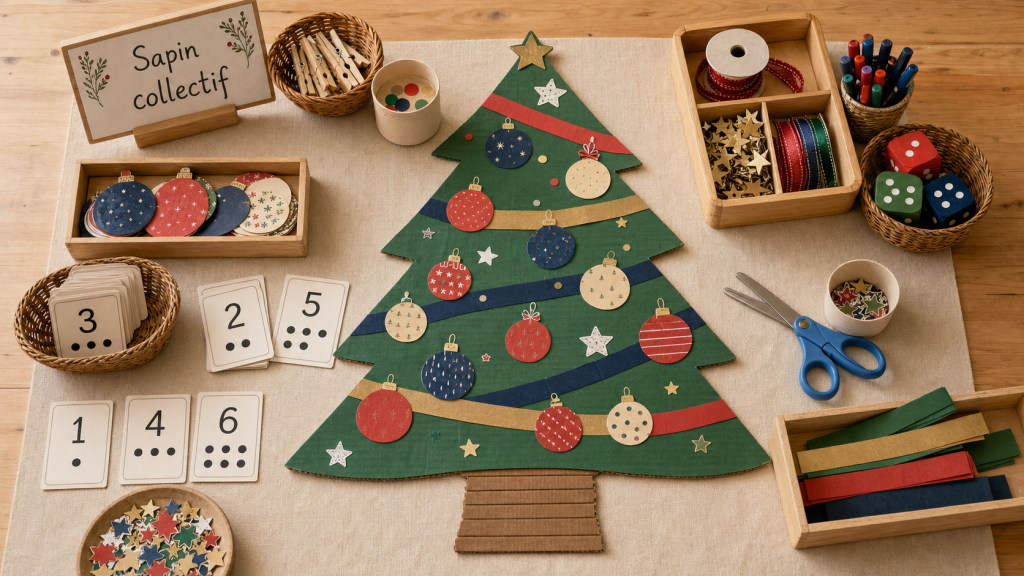 Activités noël maternelle : bricolage sapin en classe