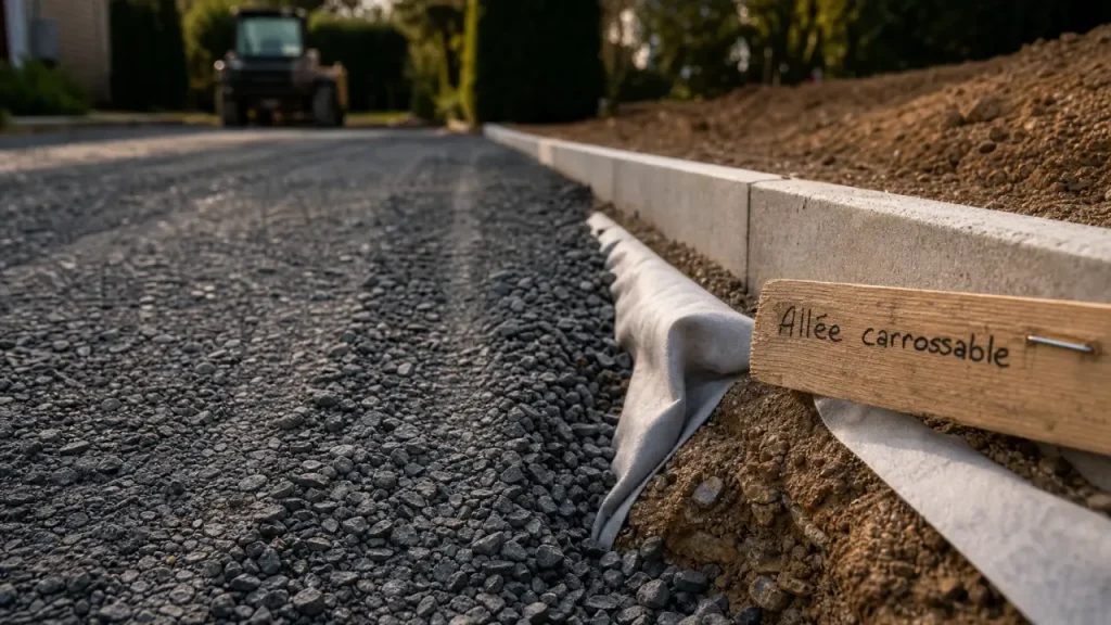 Allée carrossable pas cher : gravier, fondation, durabilité