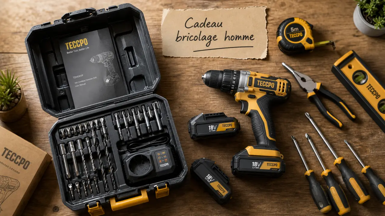 Cadeau bricolage homme : kit outils et perceuse visseuse sans fil