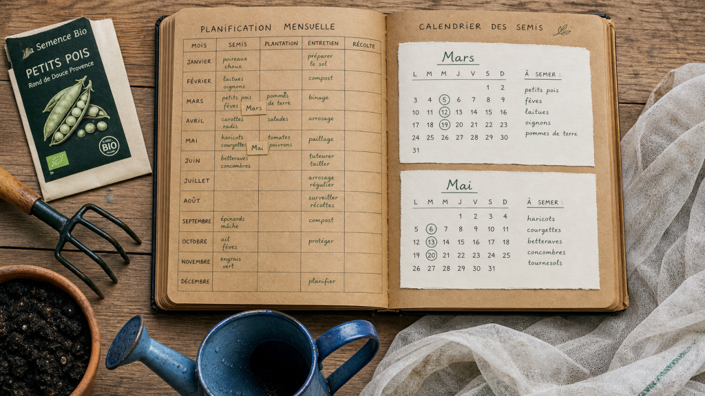 Calendrier du potager mois par mois : semis, plantations, récoltes