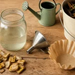 Engrai banane : peaux de banane en bocal avec eau, jardin