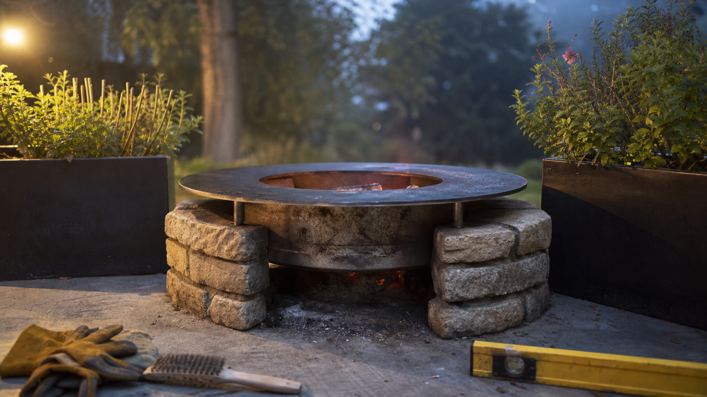Fabriquer brasero en bidon ou fût : acier DIY sur sol non inflammable