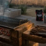 Faire un barbecue maison : grille en métal, braises rouges