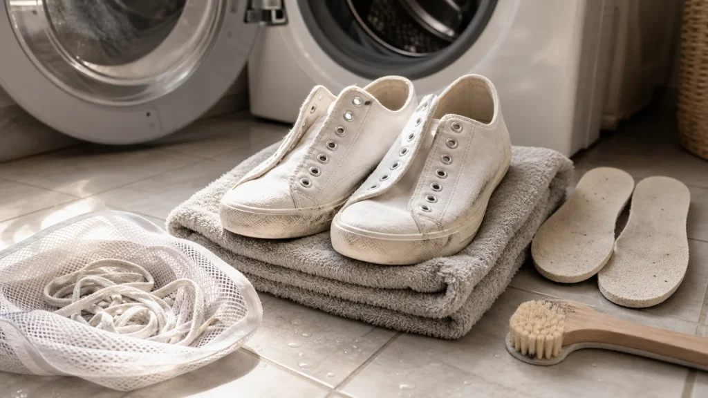 Laver chaussures machine à 30°C : baskets en lavage, sans abîmer le tambour