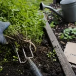 Plantes envahissantes jardin : menthe envahissante et racines visibles
