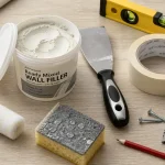 Bricolage pour maison avec kit d’enduit prêt à l’emploi et outils