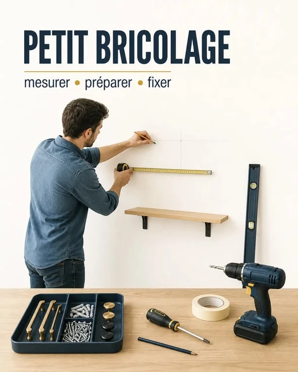 Bricolage pour maison : petit chantier domestique avec outils de base et gestes de préparation