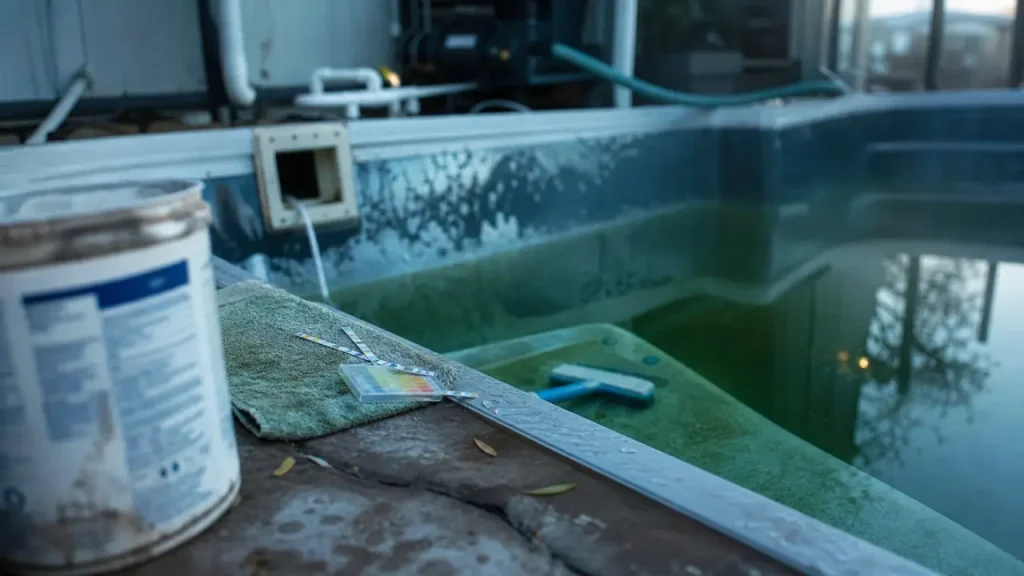 Piscine verte après chlore choc : pH, filtration et brossage pour retrouver une eau claire