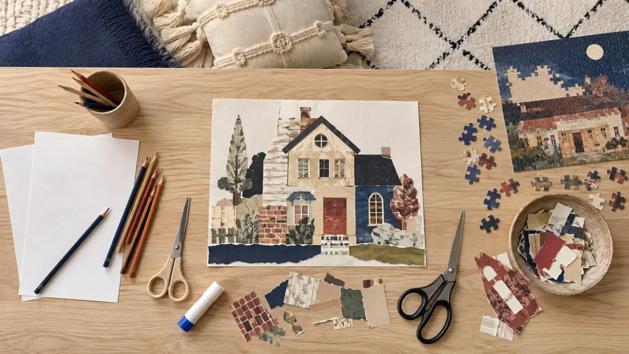 Activités enfants à la maison : collage créatif à la table