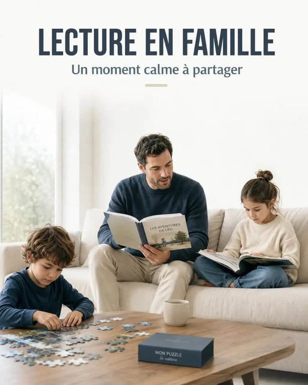 Activités enfants à la maison : lecture et puzzle pour un moment calme