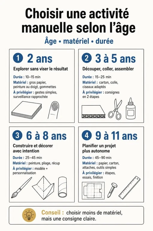 Activités manuelles enfants : choix des idées selon l’âge, le matériel et la durée