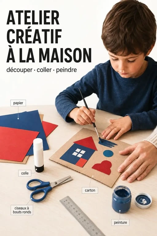 Activités manuelles enfants : atelier créatif simple avec papier, carton et peinture
