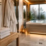 Idée aménagement spa intérieur en véranda, sans humidité